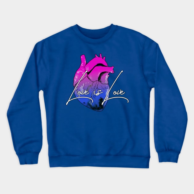 Love is Love BiSexual Crewneck Sweatshirt by Heather Dorsch Creations